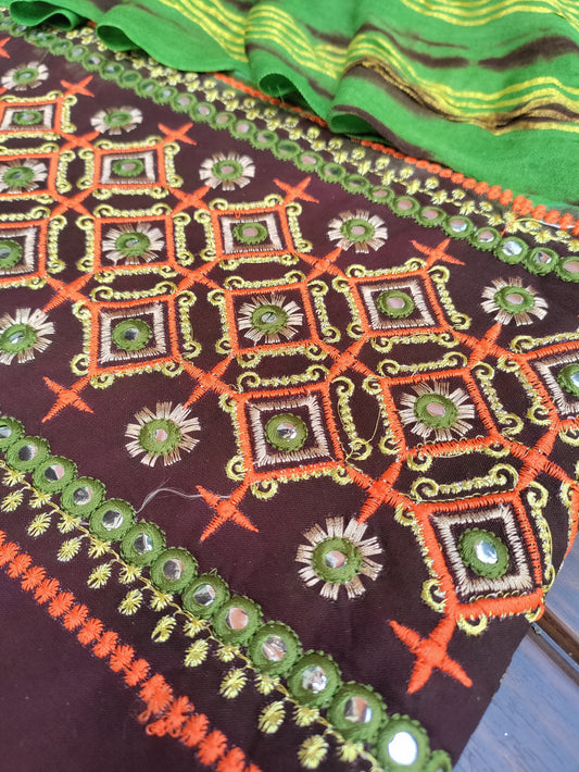 Lavanya Leafy Green Full Embroidery with Mirron Work Suit set