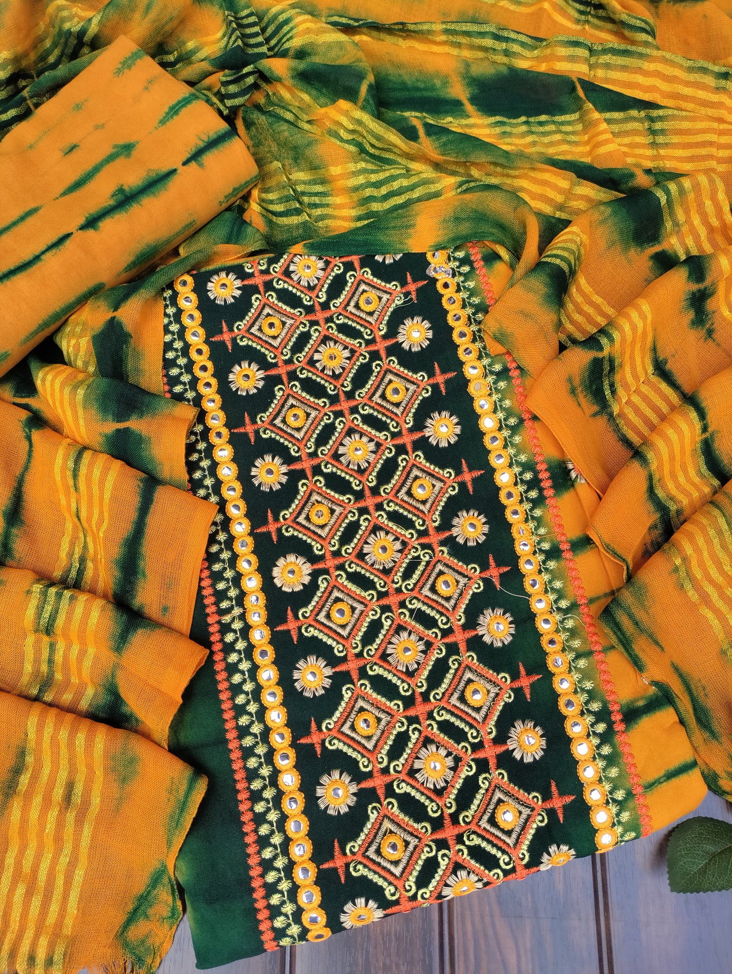 Lavanya Mustard Yellow Full Embroidery with Mirron Work Suit set