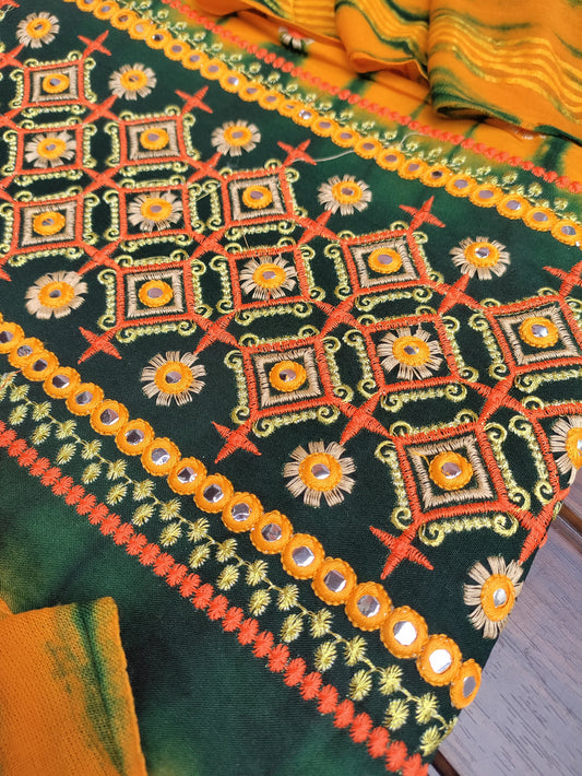 Lavanya Mustard Yellow Full Embroidery with Mirron Work Suit set