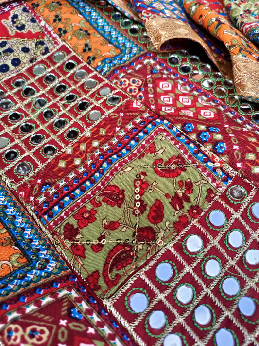 Rajwadi Maroon and Mirror work on Neck Suit Set with Heavy Work Dupatta