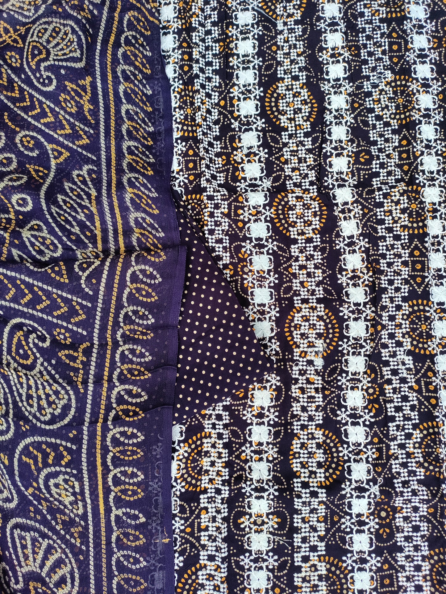 Tarini Ink Blue Chikankari with Bandhani Print Suit Set and Bandhani Print Dupatta