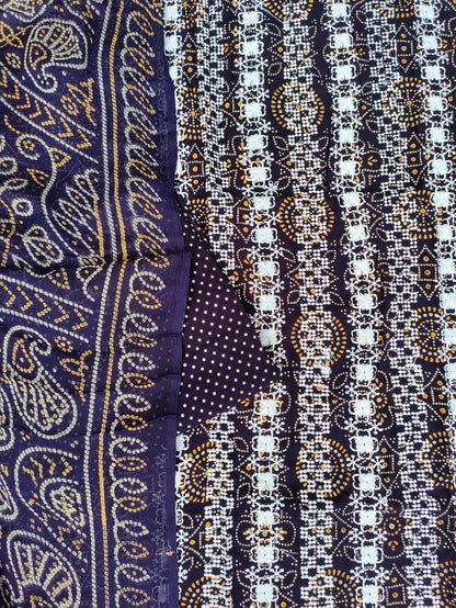 Tarini Ink Blue Chikankari with Bandhani Print Suit Set and Bandhani Print Dupatta