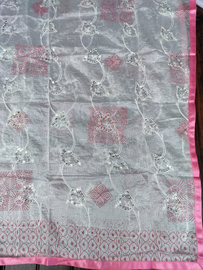 Aarika Pink and Embroidery Stone Work on Neck with Thread Work Dupatta