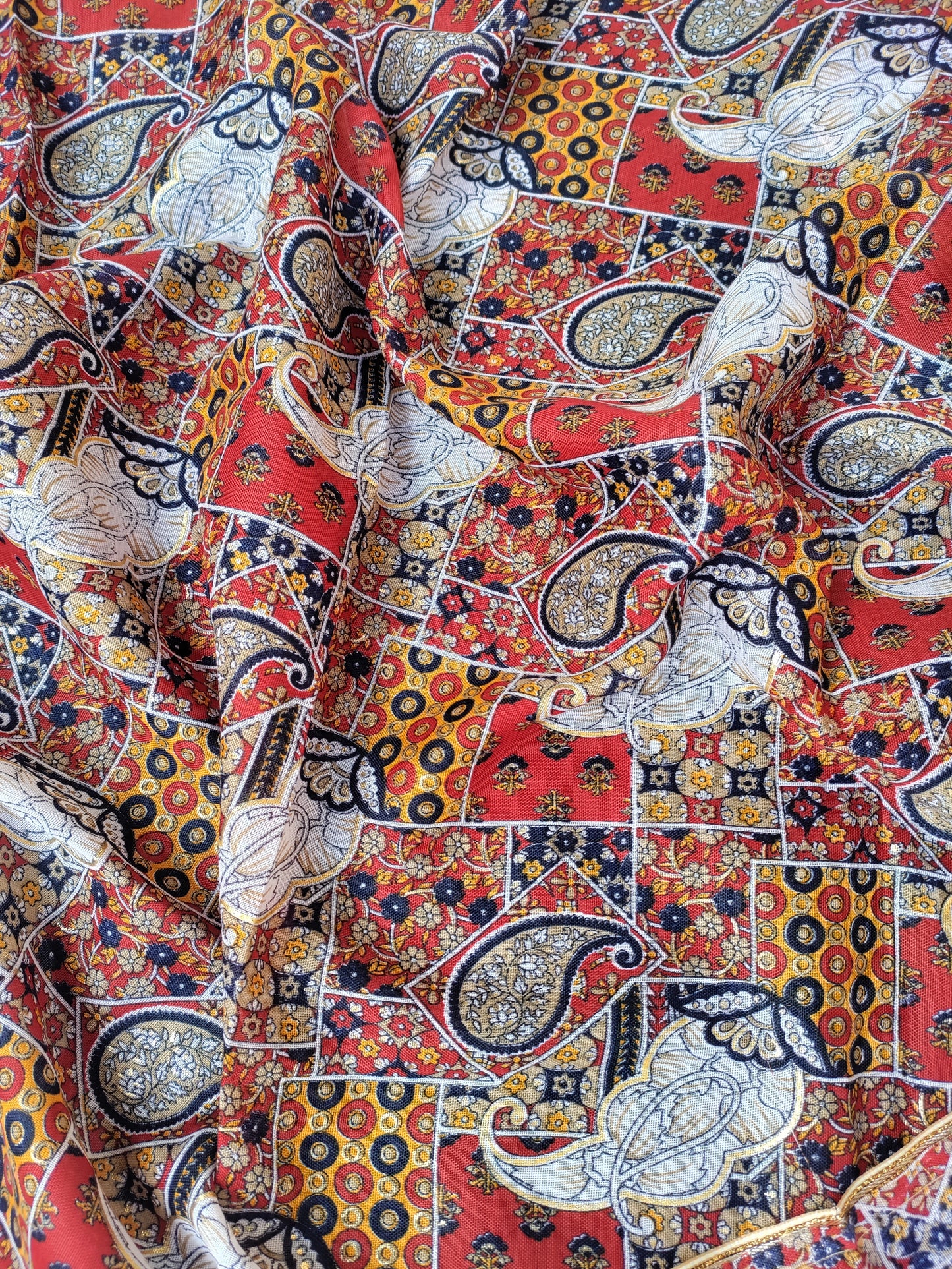 Rajwadi Red and Heavy Mirror work on Neck Suit Set with Rajwadi Printed Cotton Dupatta