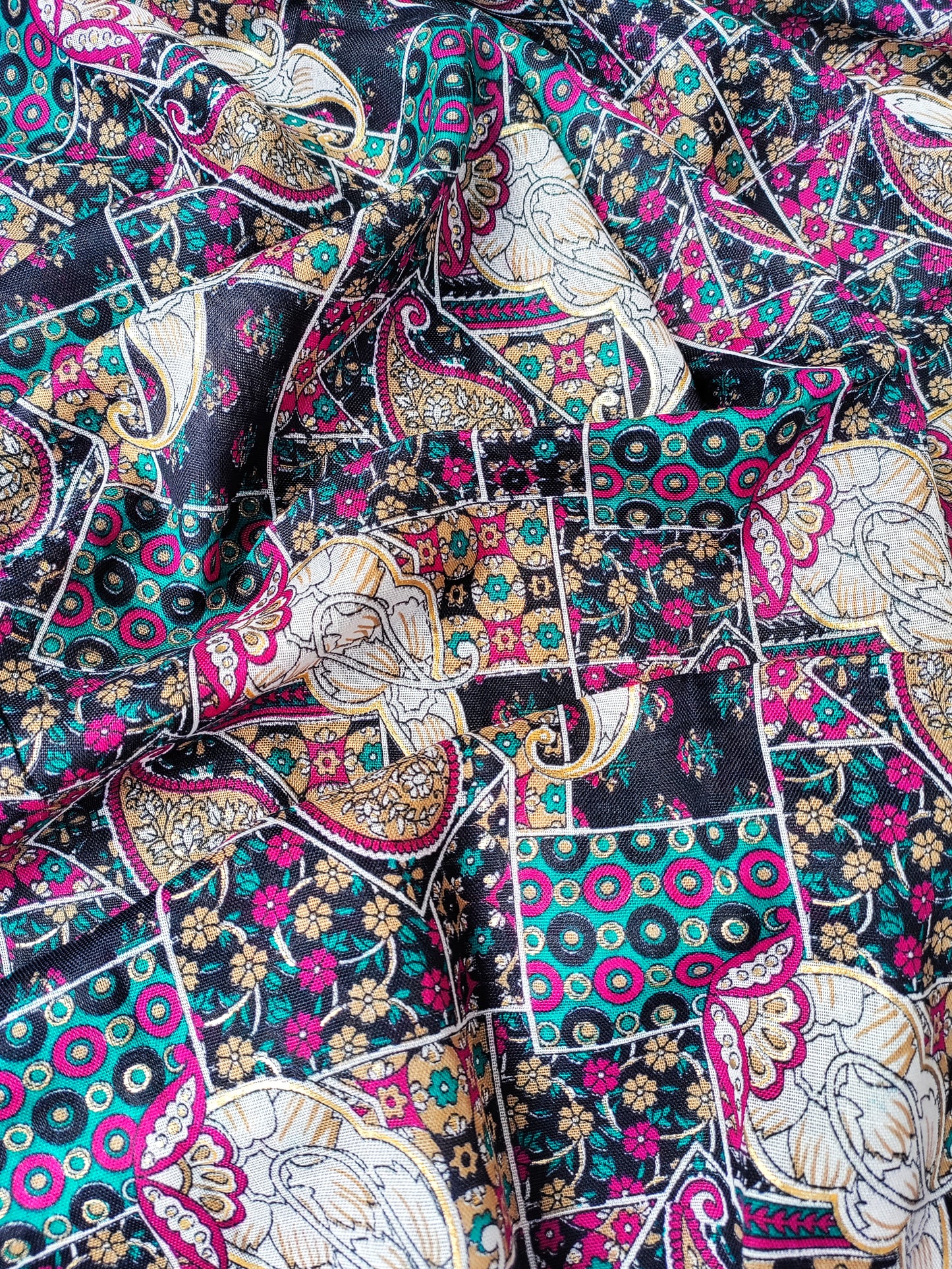 Rajwadi Navy-Blue and Heavy Mirror work on Neck Suit Set with Rajwadi Printed Cotton Dupatta