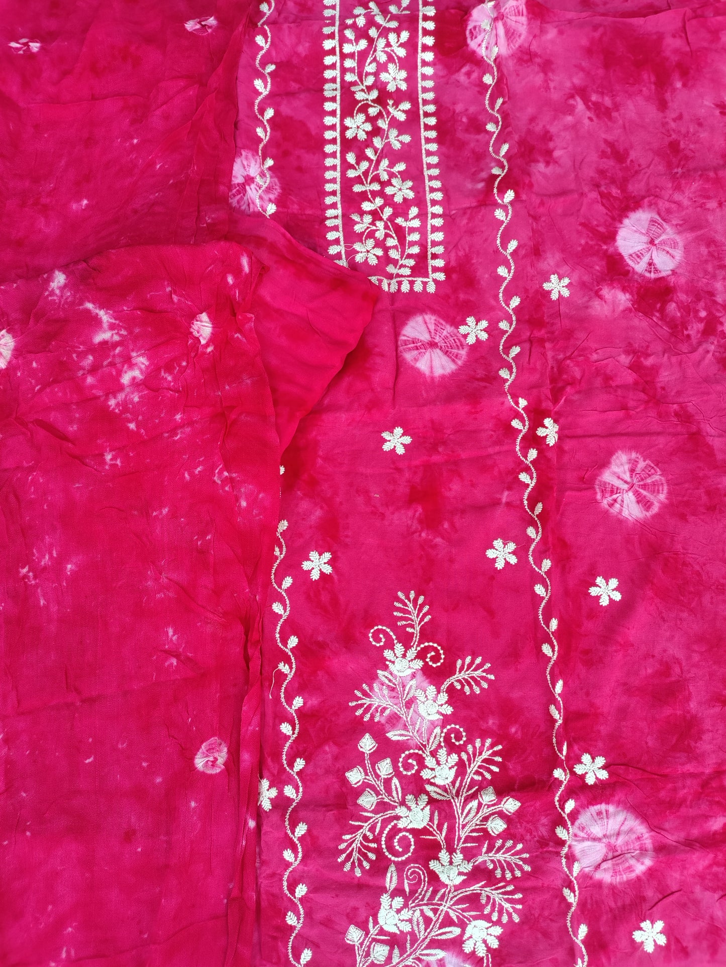 Anvika Rani Pink Bhandani and Chikankari Suit Set with Bandhani Dupatta